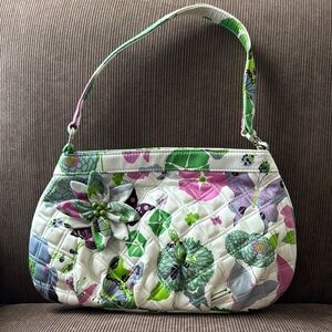 Vera Bradley Quilted Bag - White and Green with butterflies